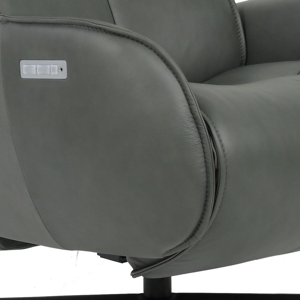 Lounge Chairs: Recliners Axel Power Large Dual Motor Concealed Footrest Relaxer - Soft Line Grey Leather