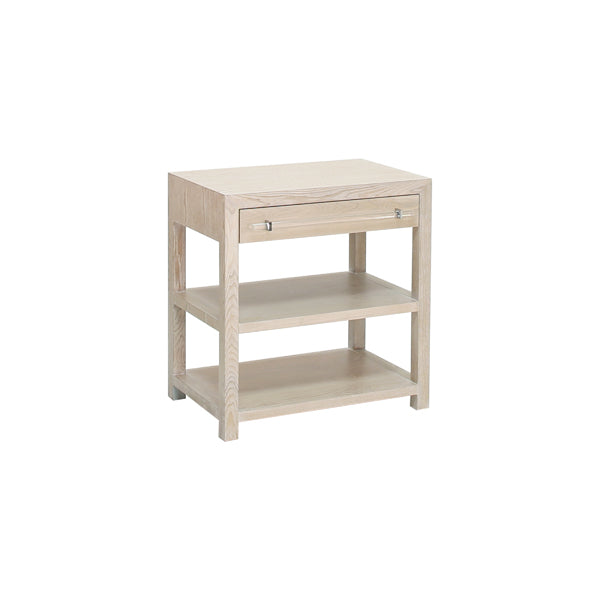 Side Tables Garbo - Side Table In Light Cerused Oak/Includes Brass & Nickel Hrdwr Options W Acrylic Rod