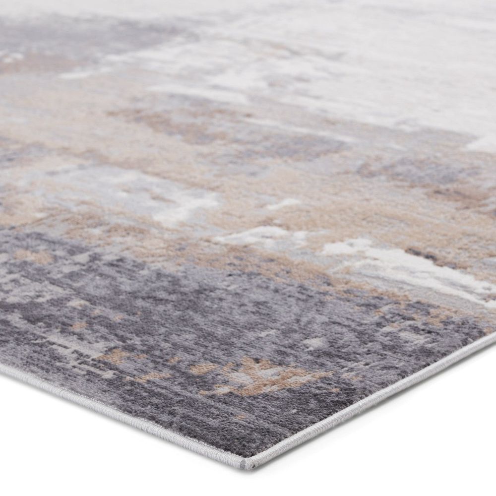 Merine Florence Abstract Gray/ Ivory Runner Rug (3'X12')