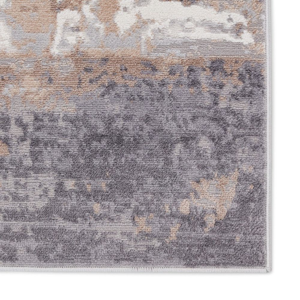 Merine Florence Abstract Gray/ Ivory Runner Rug (3'X12')