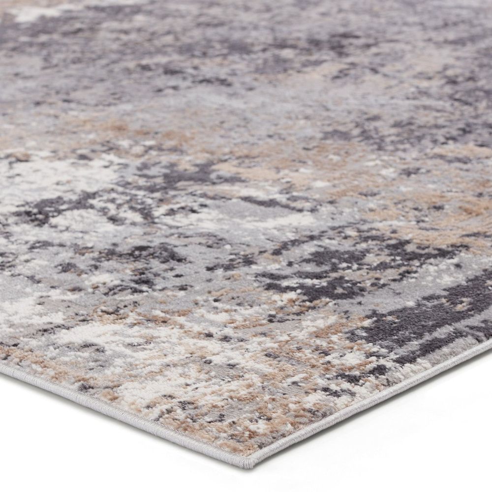 Merine Pyrris Abstract Gray/ Tan Runner Rug (3'X12')