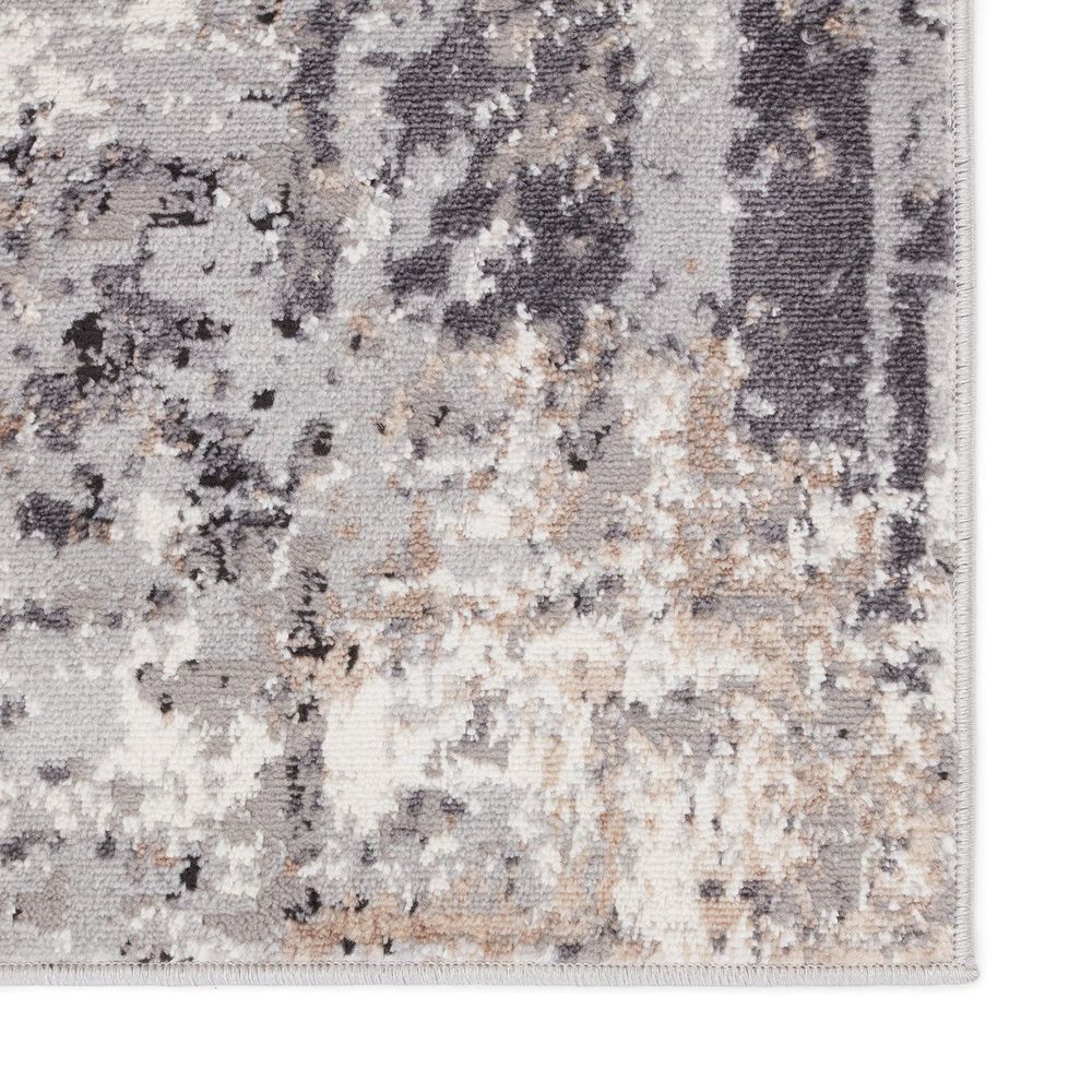 Merine Pyrris Abstract Gray/ Tan Runner Rug (3'X12')