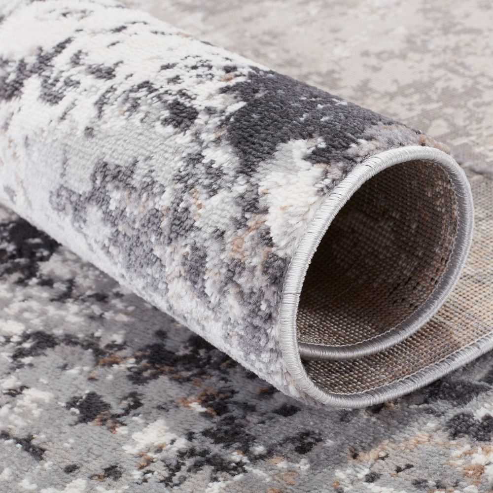 Merine Pyrris Abstract Gray/ Tan Runner Rug (3'X12')