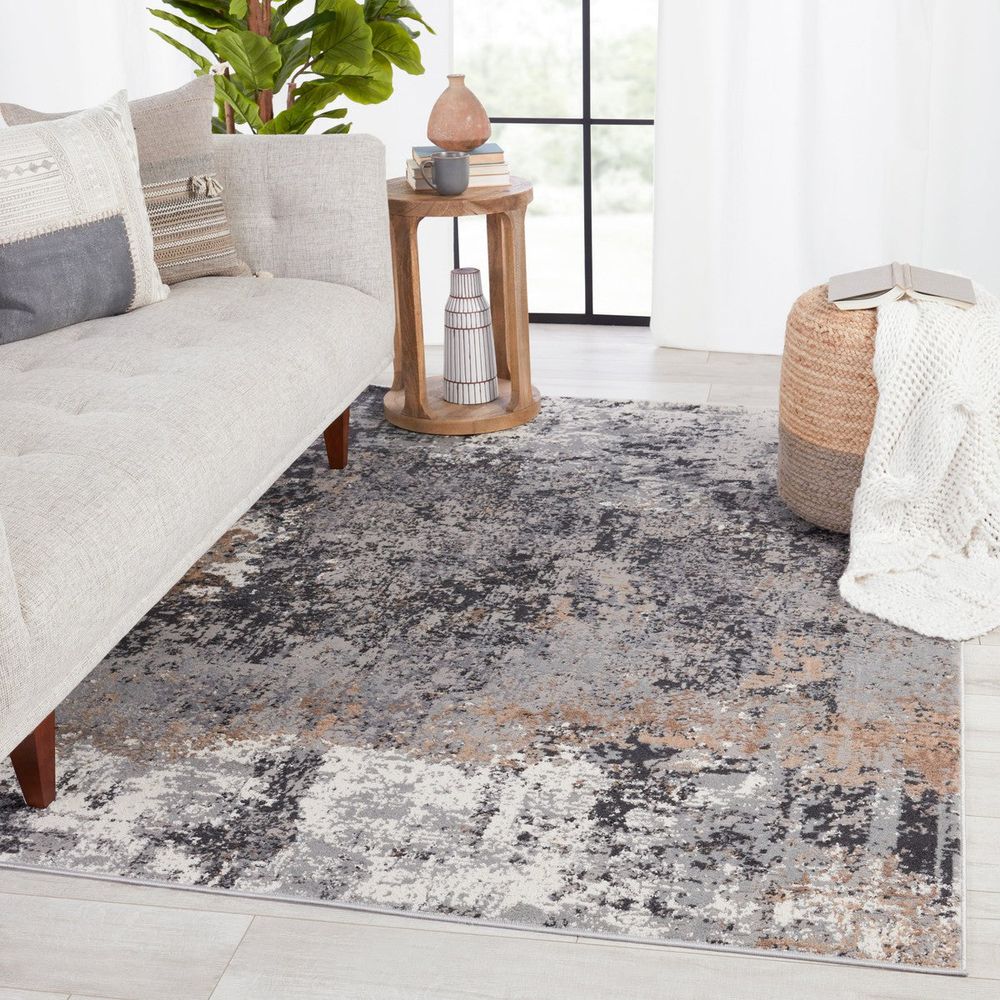Merine Pyrris Abstract Gray/ Tan Runner Rug (3'X12')
