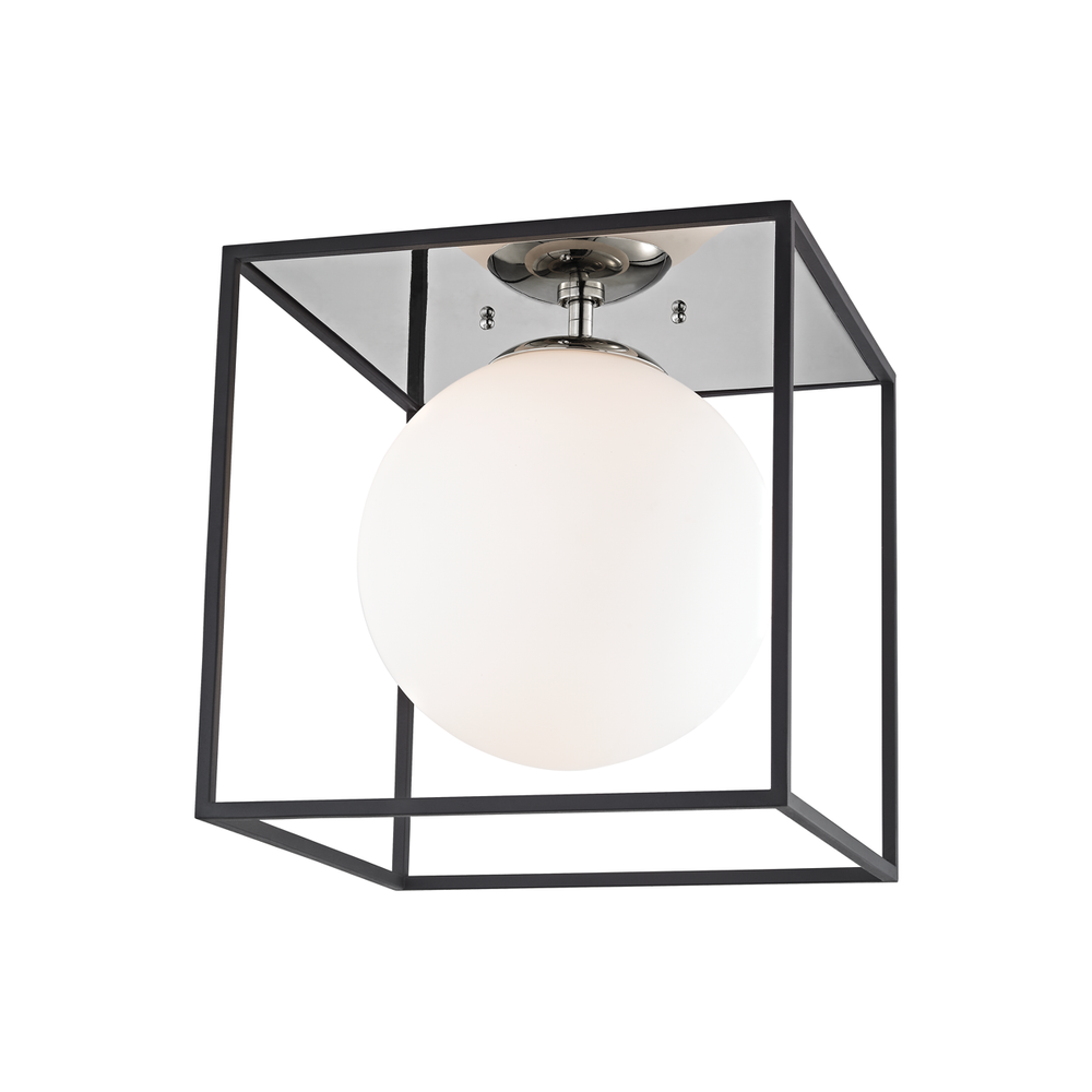 Aira Flush Mount-Polished Nickel/Black