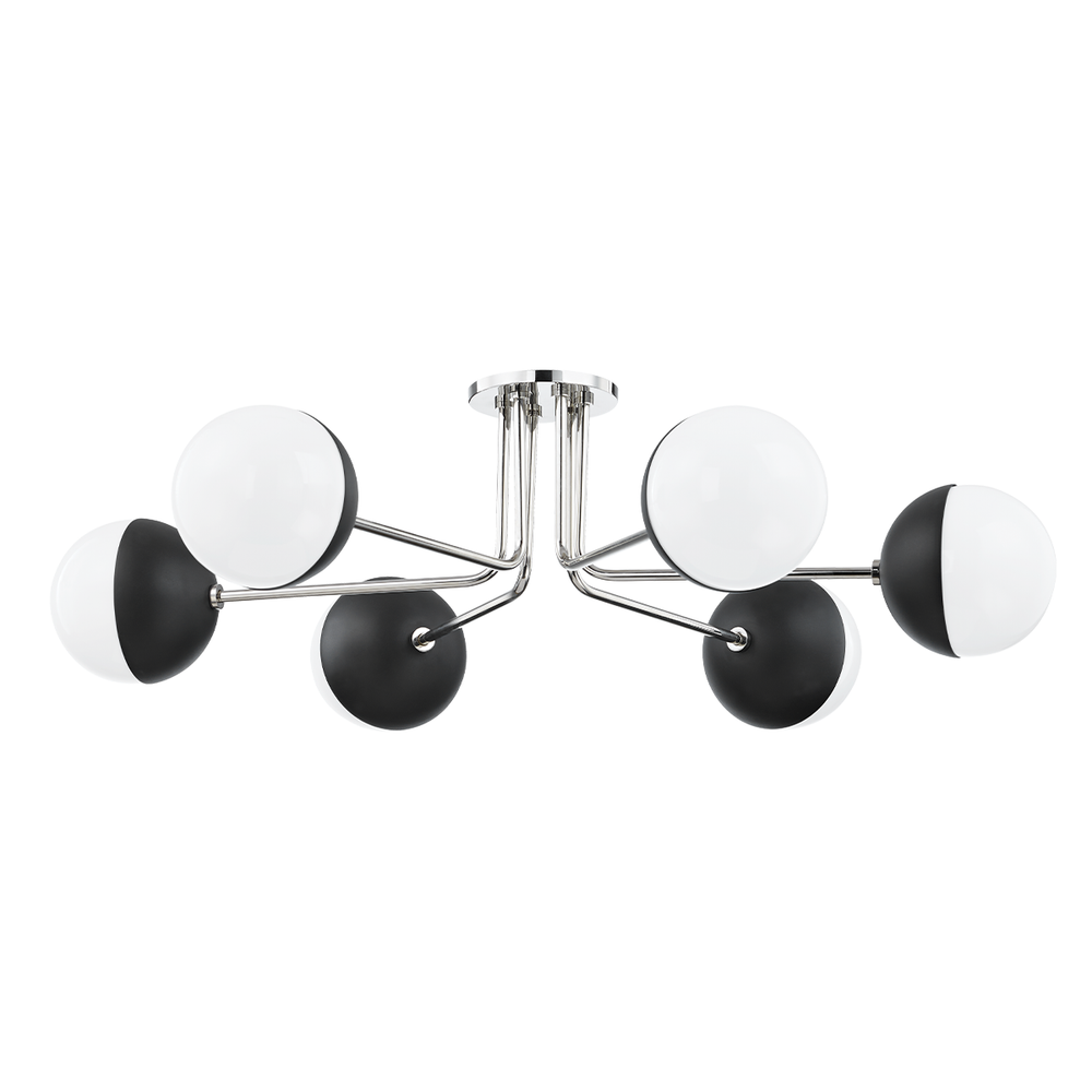 Renee Semi Flush-Polished Nickel/Black