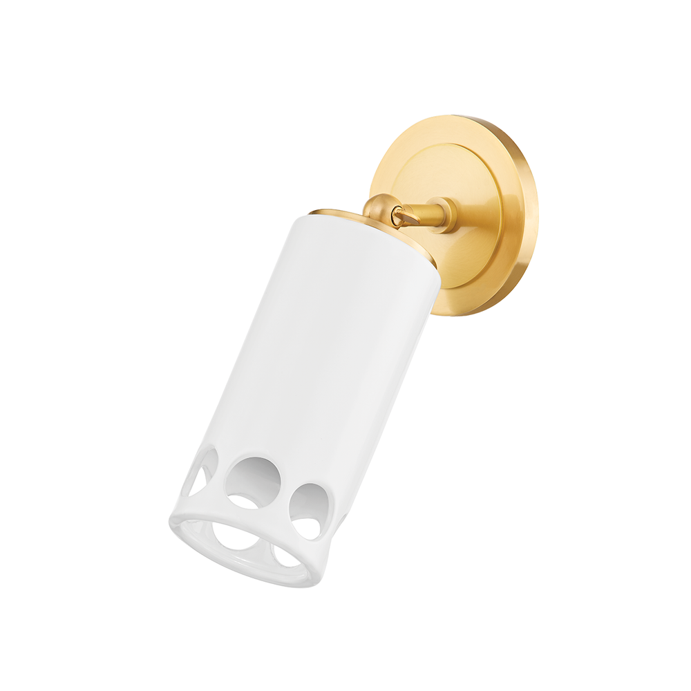 Jean Wall Sconce-Aged Brass/Ceramic Gloss White
