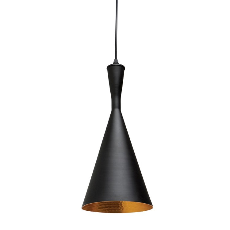 Lue Pendant, shown in black with metal and ceiling-suspended pendant cord.