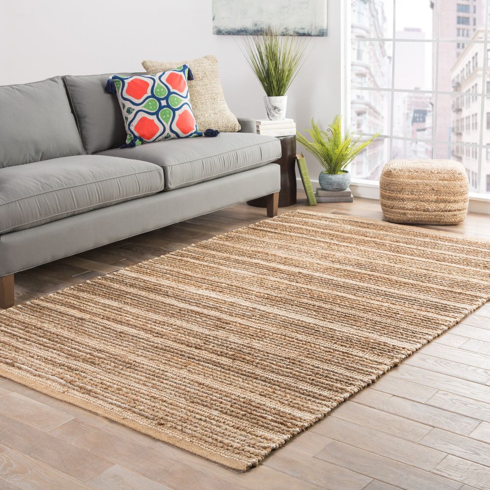 Hank Natural Solid Tan/ White Runner Rug (2'6"X9')