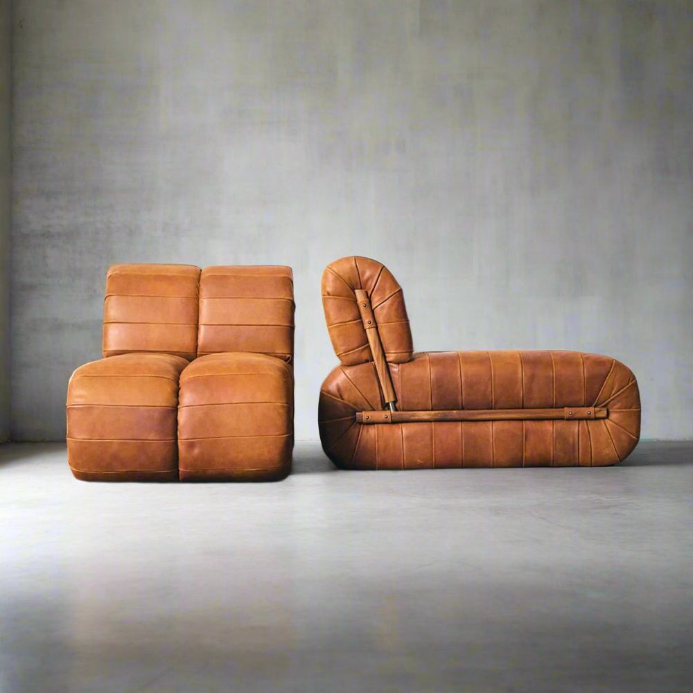 Percival Armless Lounge Chair - Brown Leather