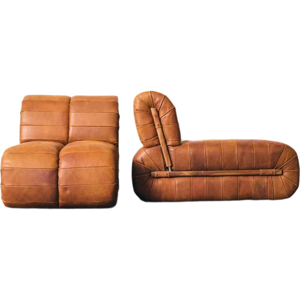 Percival Armless Lounge Chair - Brown Leather
