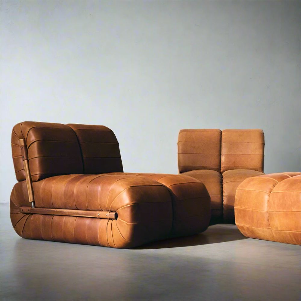 Percival Armless Lounge Chair - Brown Leather