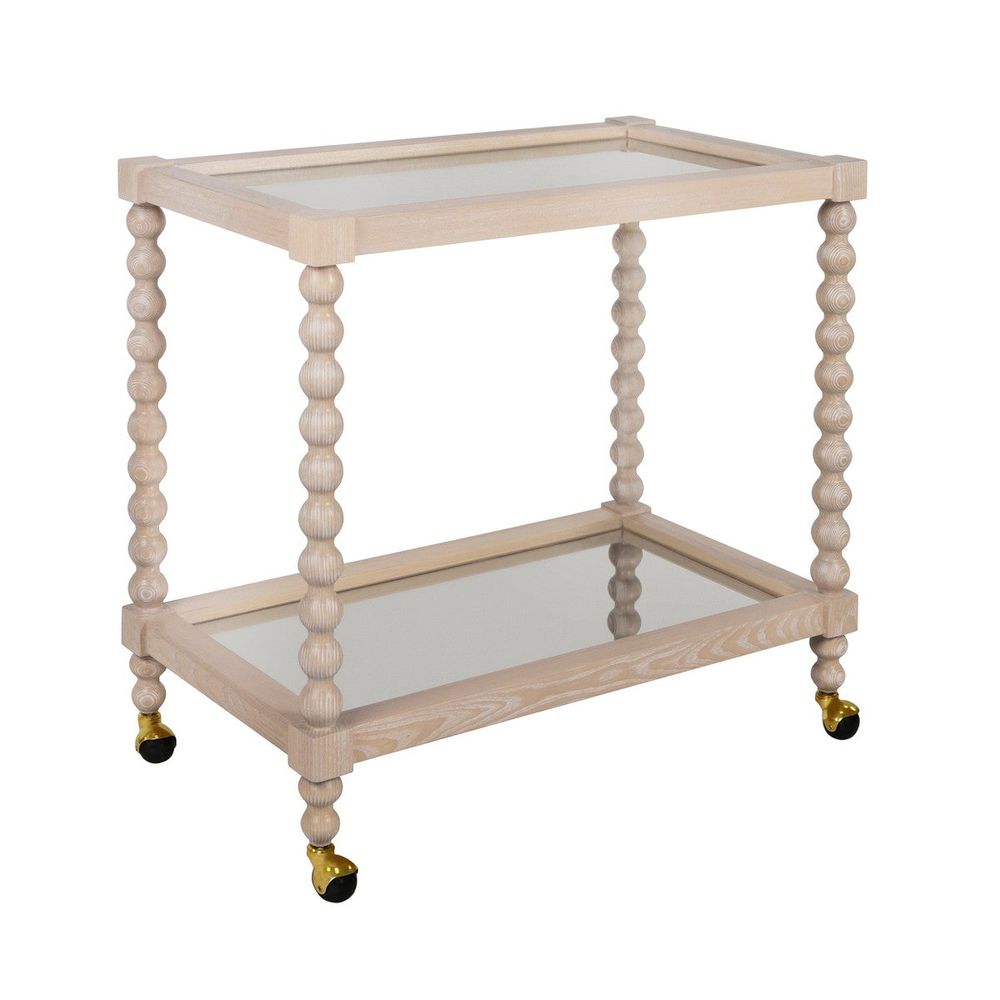 Bar Storage: Carts Isadore Bobbin Style Bar Cart In Light Cerused Oak