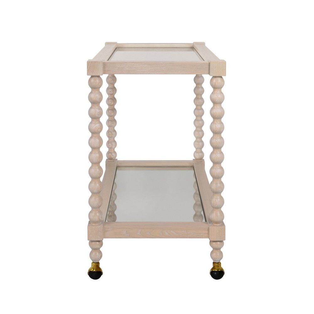 Bar Storage: Carts Isadore Bobbin Style Bar Cart In Light Cerused Oak