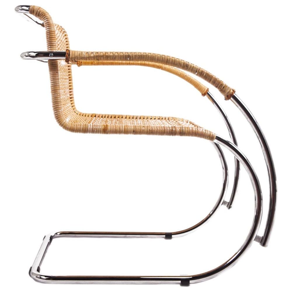 Italian Made Mies Van Der Rohe Hand Made Cane Armchair-France & Son-FSC206NTRL-Dining ChairsSingle-2-France and Son