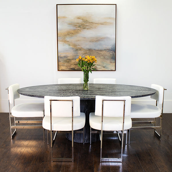 Dining Tables Jefferson - Oval Black Cerused Oak Dining Table