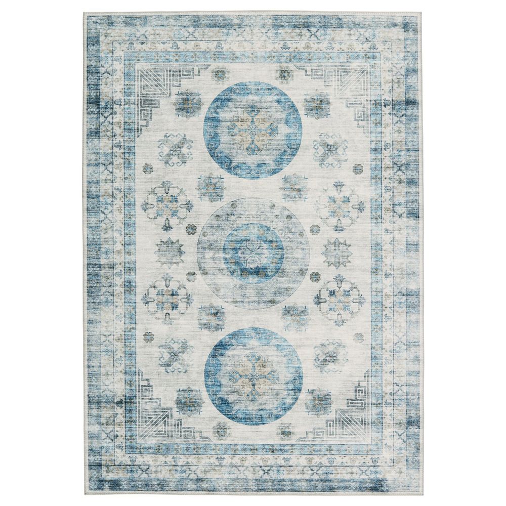 Merine Corlan Medallion Blue/ Light Gray Runner Rug (2'6"X8')