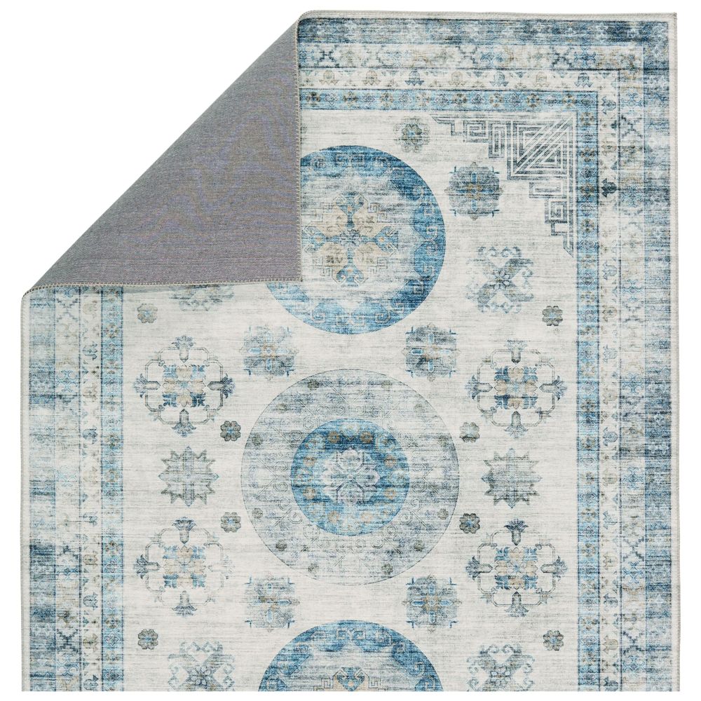 Merine Corlan Medallion Blue/ Light Gray Runner Rug (2'6"X8')
