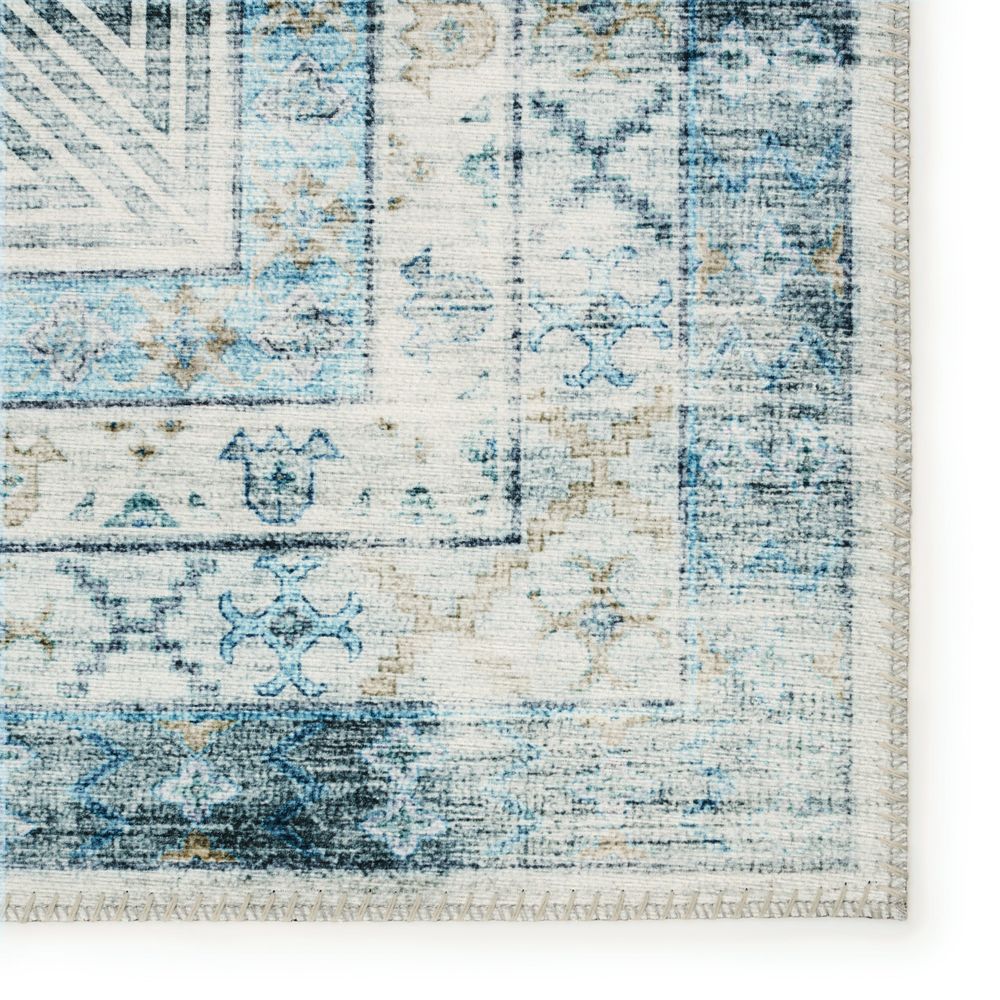 Merine Corlan Medallion Blue/ Light Gray Runner Rug (2'6"X8')