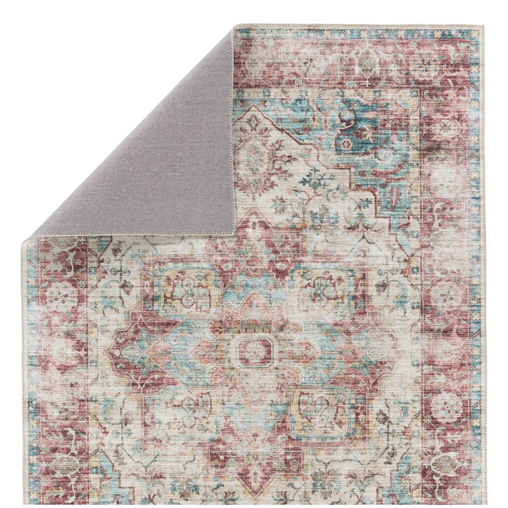 Merine Renvir Medallion Dark Red/ Teal Runner Rug (2'6"X8')