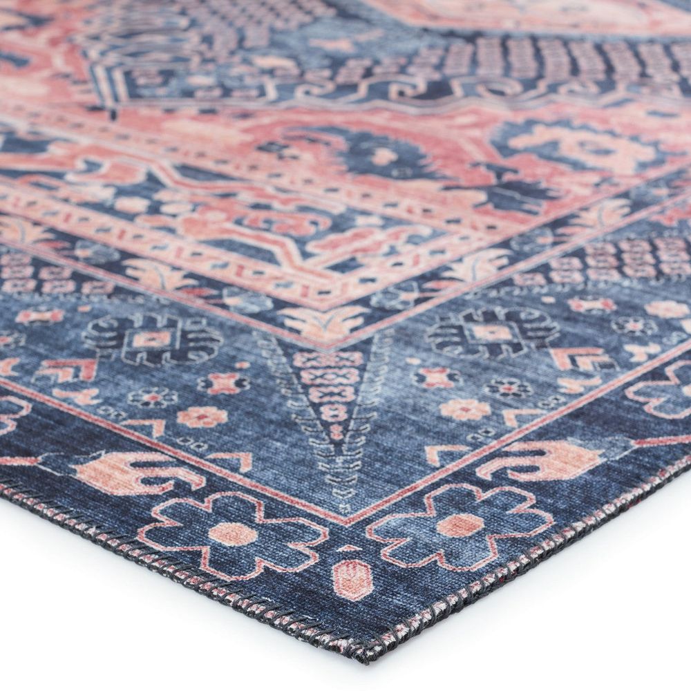 Cypress Issa Medallion Dark Blue/ Pink Runner Rug (2'6"X8')
