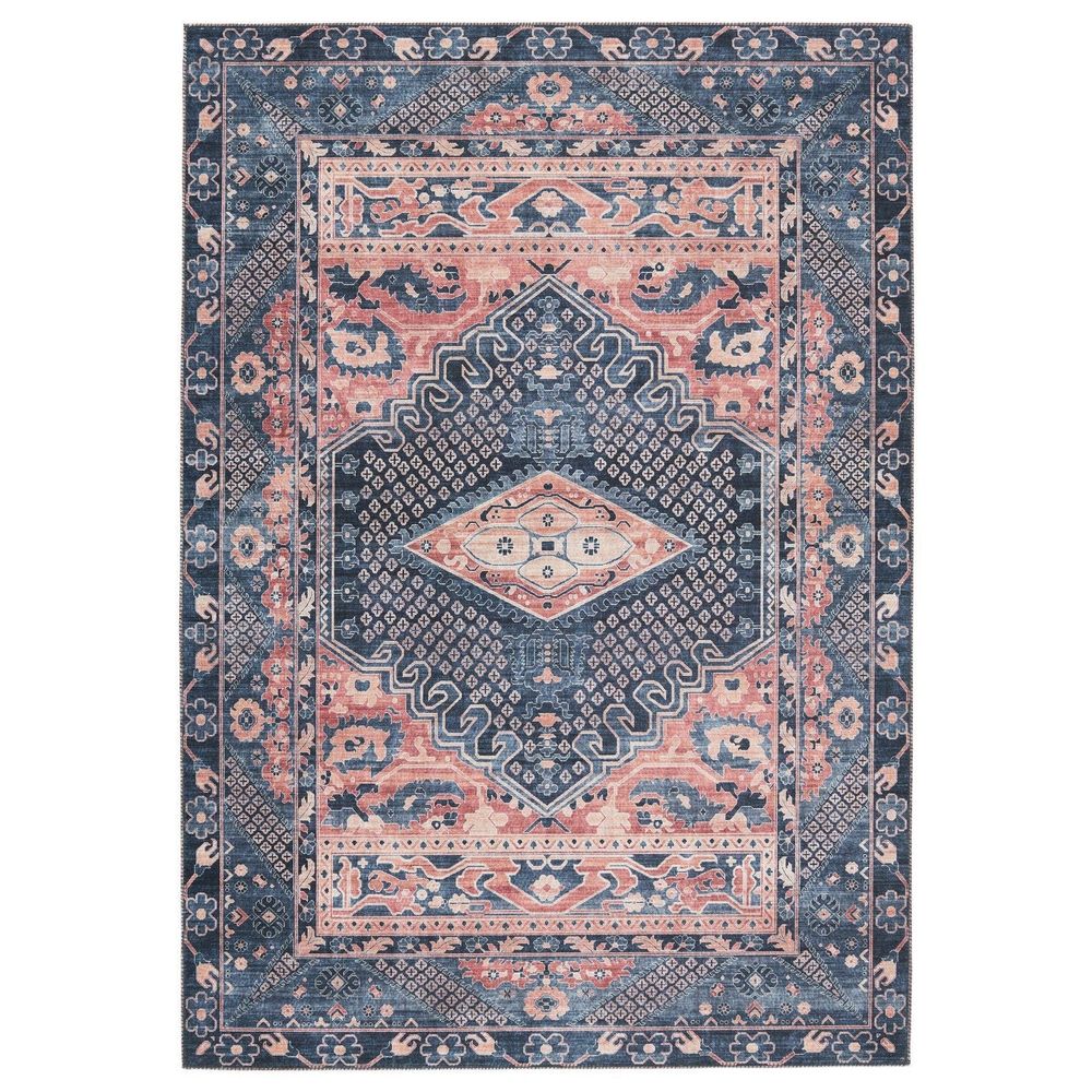 Cypress Issa Medallion Dark Blue/ Pink Runner Rug (2'6"X8')