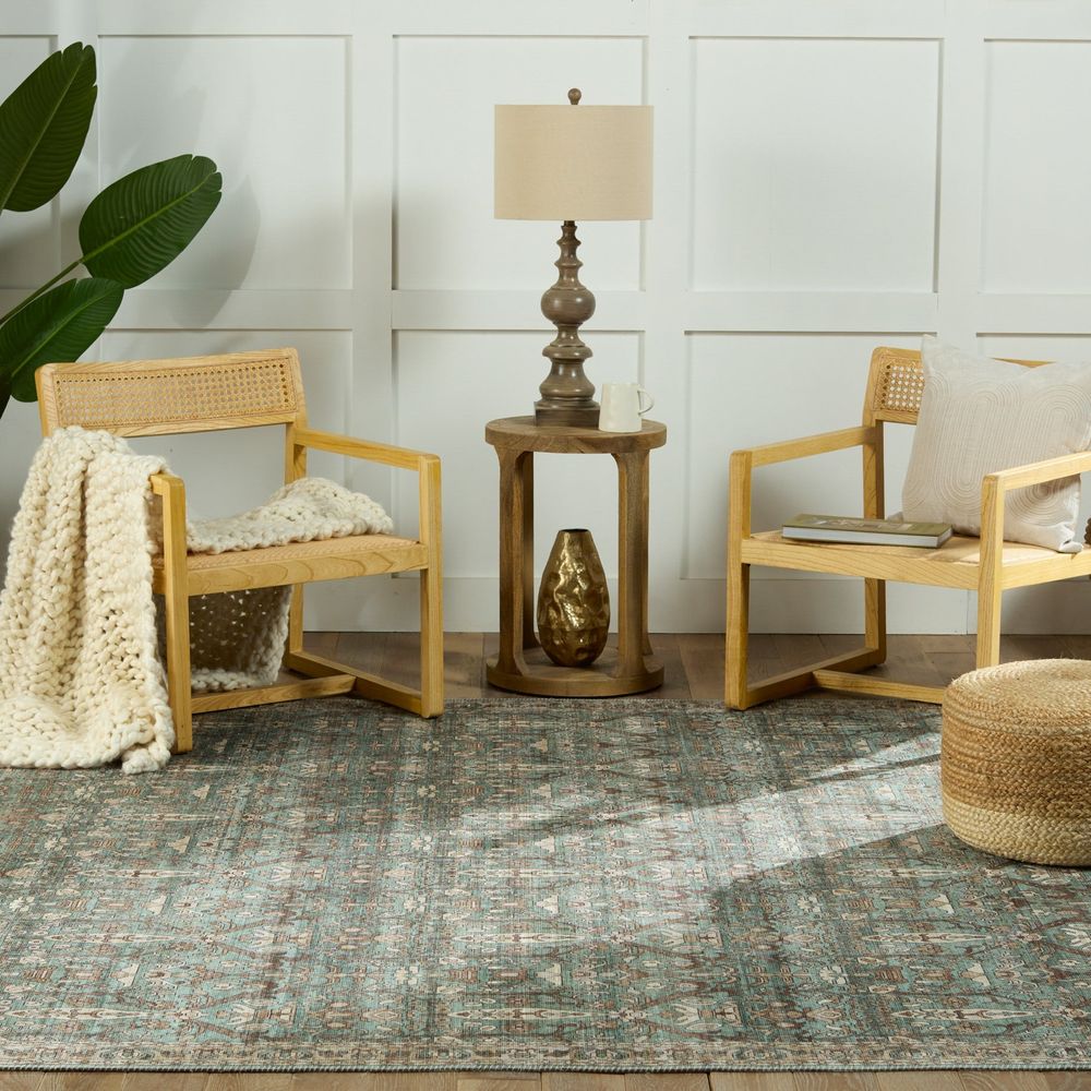 Cypress Razi Trellis Green/ Tan Runner Rug (2'6"X8')
