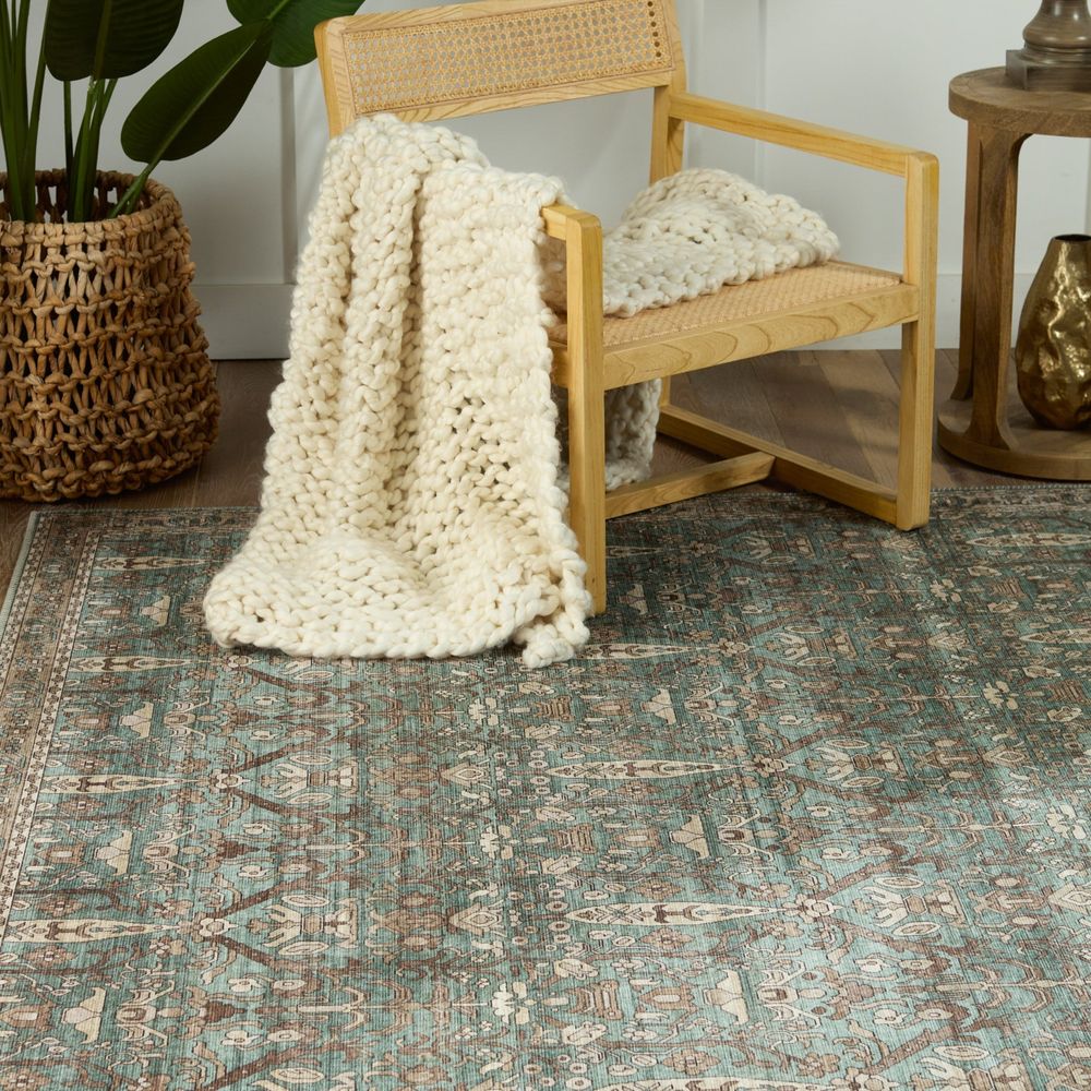 Cypress Razi Trellis Green/ Tan Runner Rug (2'6"X8')
