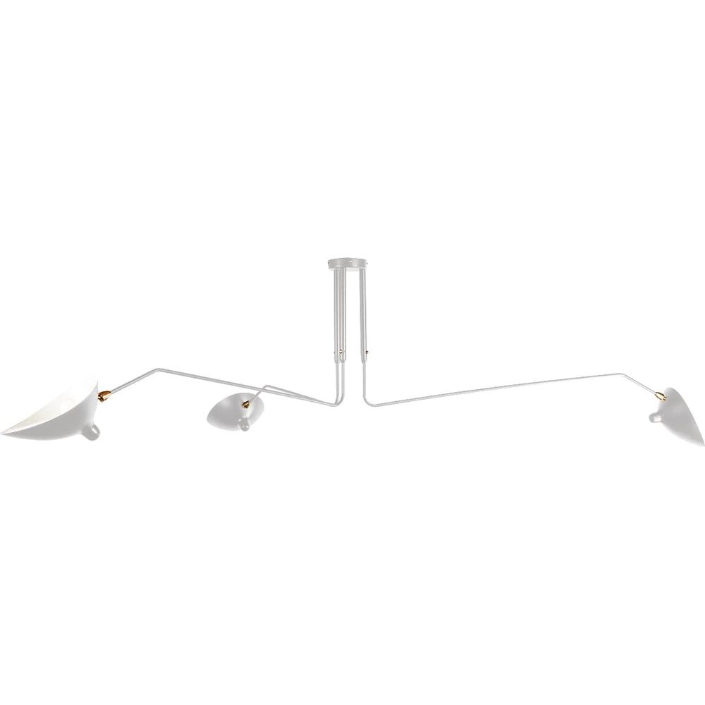 Mid Century Three-Arm MCL-R3 Ceiling Lamp-France & Son-LBC016WHT-ChandeliersWhite-7-France and Son