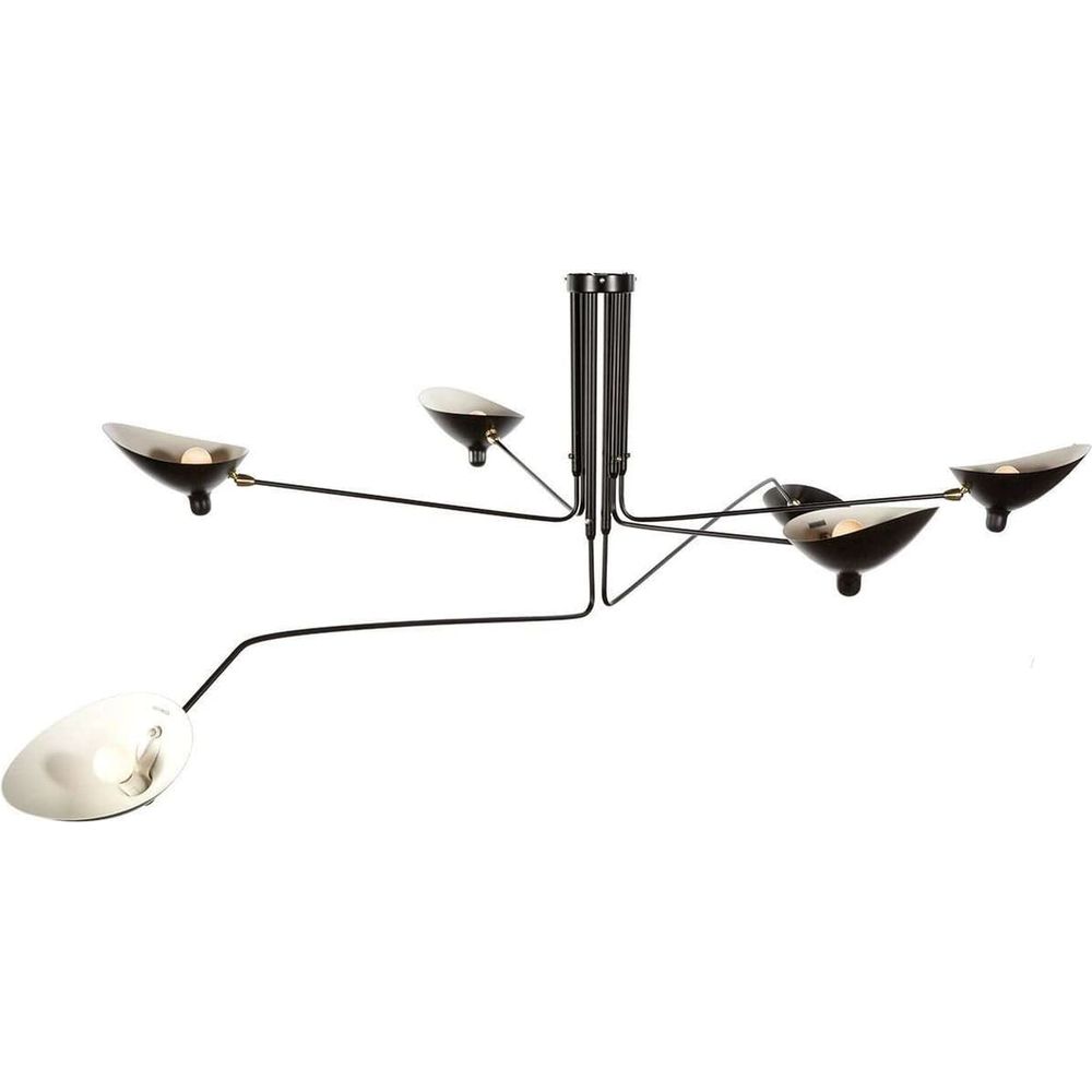 Mid Century MCL-R6 Six Arm Ceiling Lamp - Black-France & Son-LBC017BLK-Chandeliers-4-France and Son
