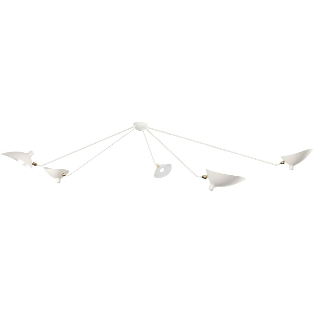 MCL-SP5 Five Arm Spider Ceiling Lamp-France & Son-LBC042BLK-2-ChandeliersWhite-5-France and Son