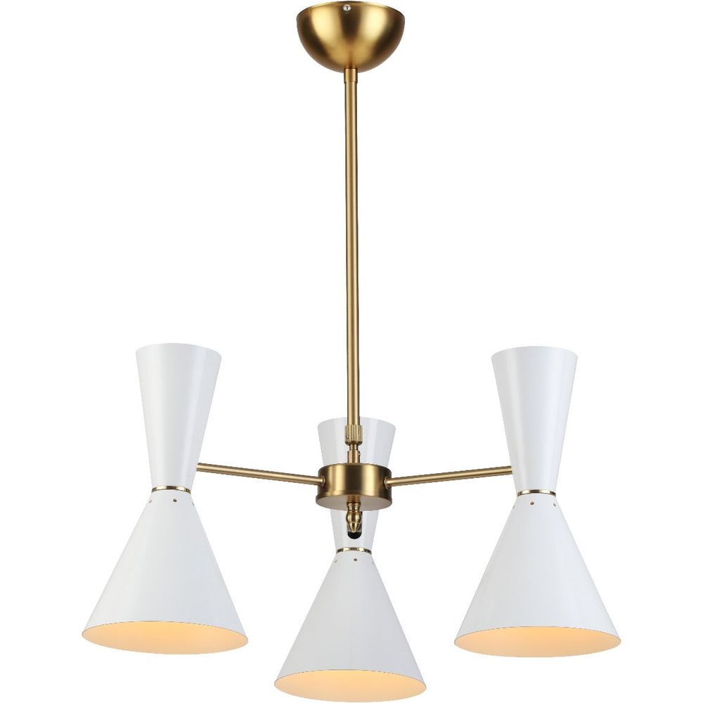 Mid Century Bow Tie Chandelier - Three Arm-France & Son-LBC0793WHT-Chandeliers-2-France and Son