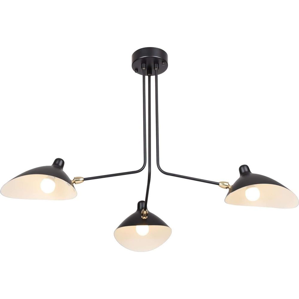 Three-Arm MCL-R3 Ceiling Lamp - Classic-France & Son-LBC092BLK3-ChandeliersBlack-3-France and Son