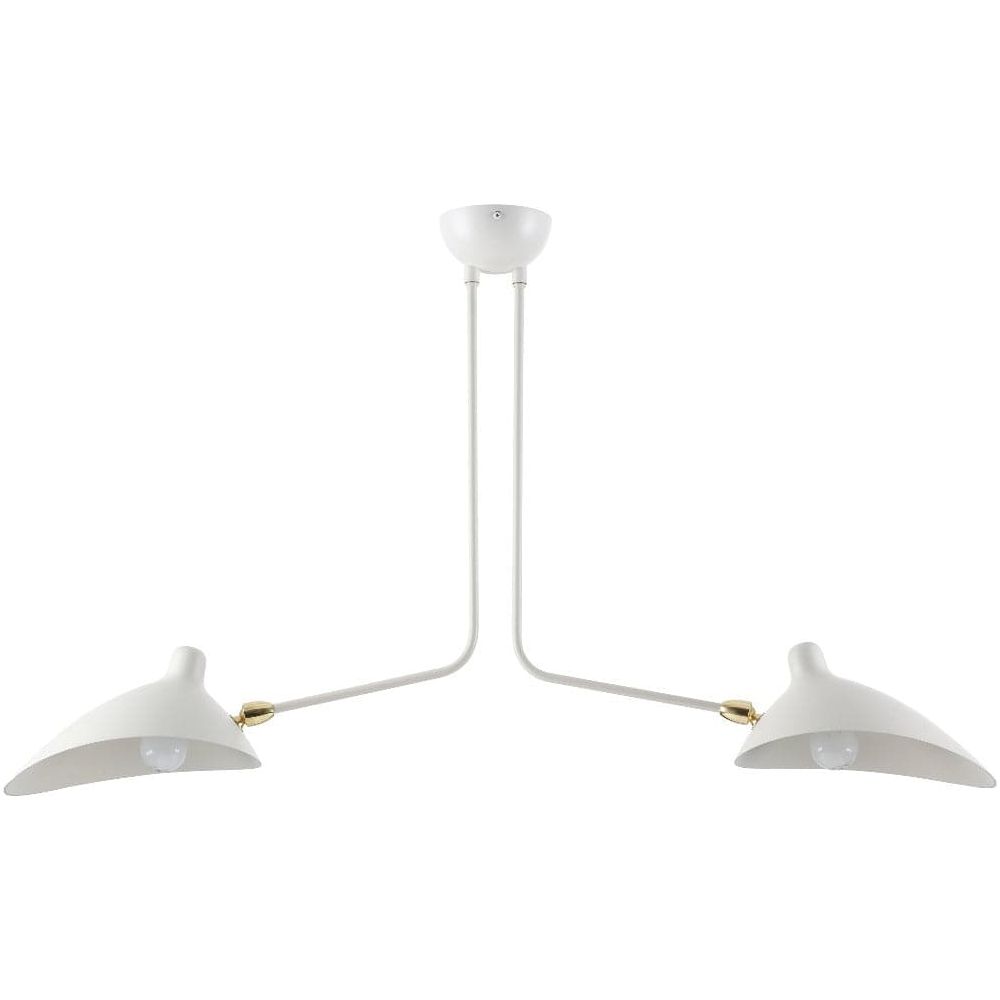 Mid Century Mouille Two Arm MCL-2 Ceiling Lamp-France & Son-LBC092WHT2-ChandeliersWhite-4-France and Son