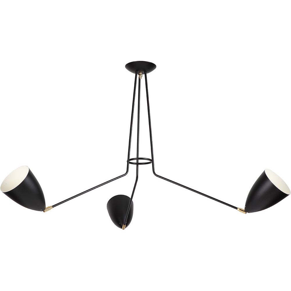 Greta Three Arm Chandelier-France & Son-LBC111BLK-Chandeliers-2-France and Son