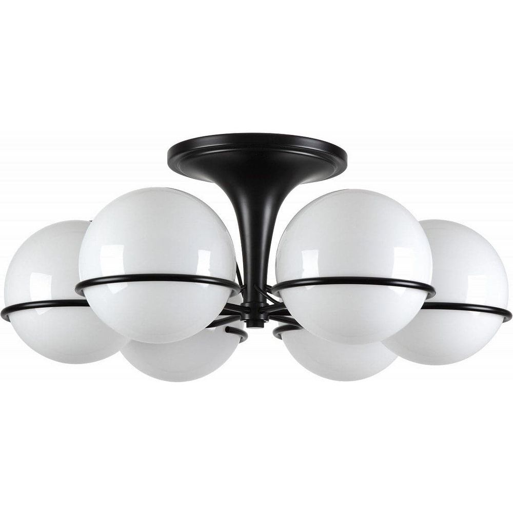 Sarfatti Atomic Globe Flush Mount Ceiling Lamp-France & Son-LBC1166BLK-Flush MountsBlack-3-France and Son