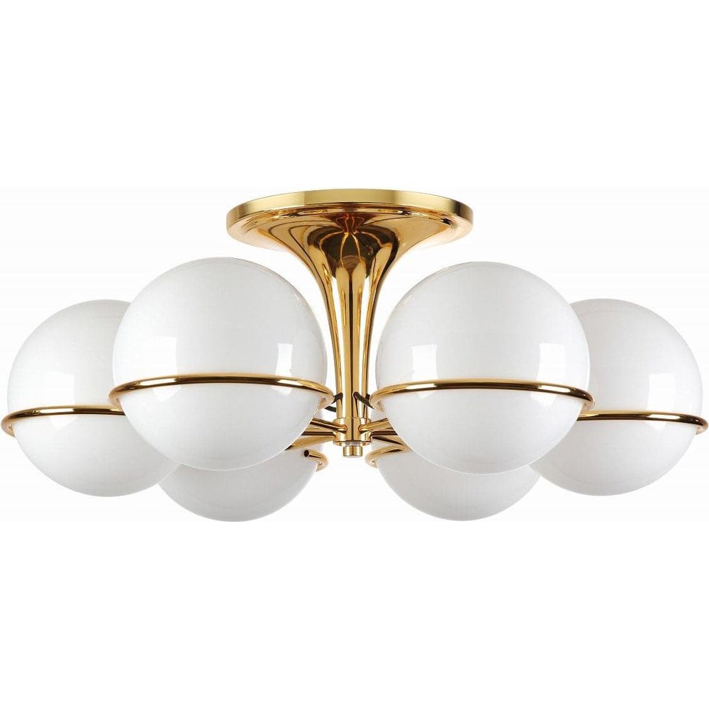 Sarfatti Atomic Globe Flush Mount Ceiling Lamp-France & Son-LBC1166GOLD-Flush MountsGold-2-France and Son
