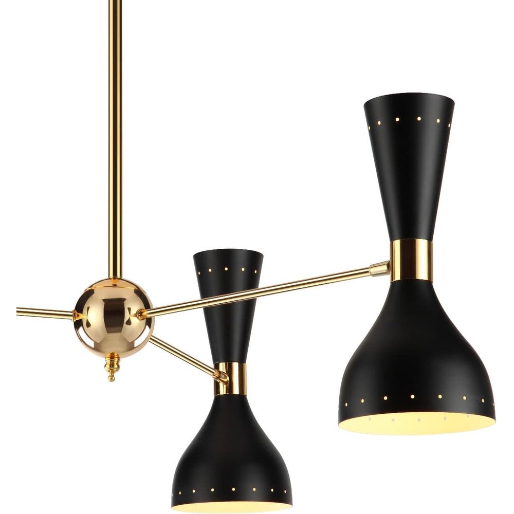 Mid Century Stilnovo Hourglass Chandelier - 3 Arm-France & Son-LBC1233BLK-ChandeliersBlack-4-France and Son