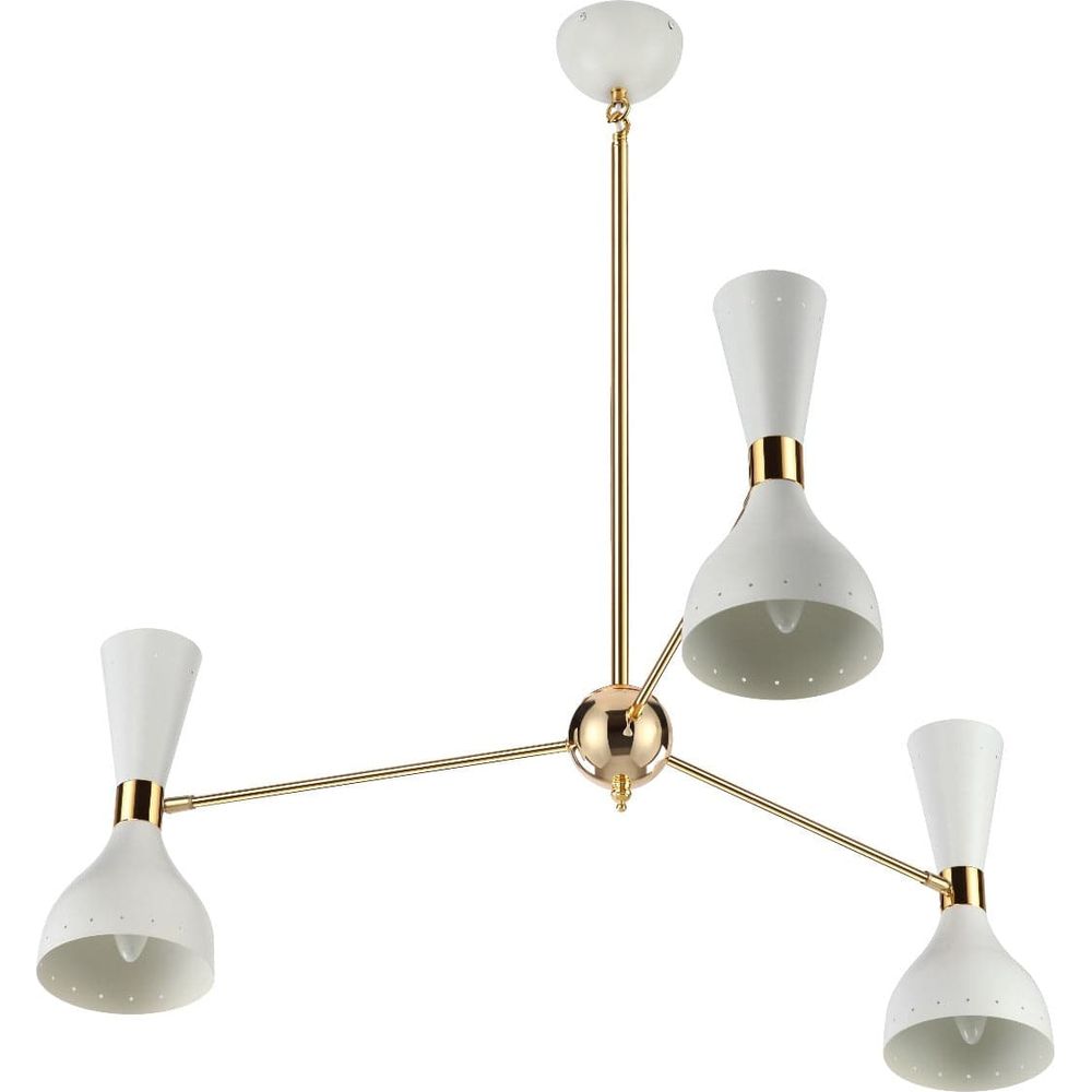 Mid Century Stilnovo Hourglass Chandelier - 3 Arm-France & Son-LBC1233WHT-ChandeliersWhite-2-France and Son