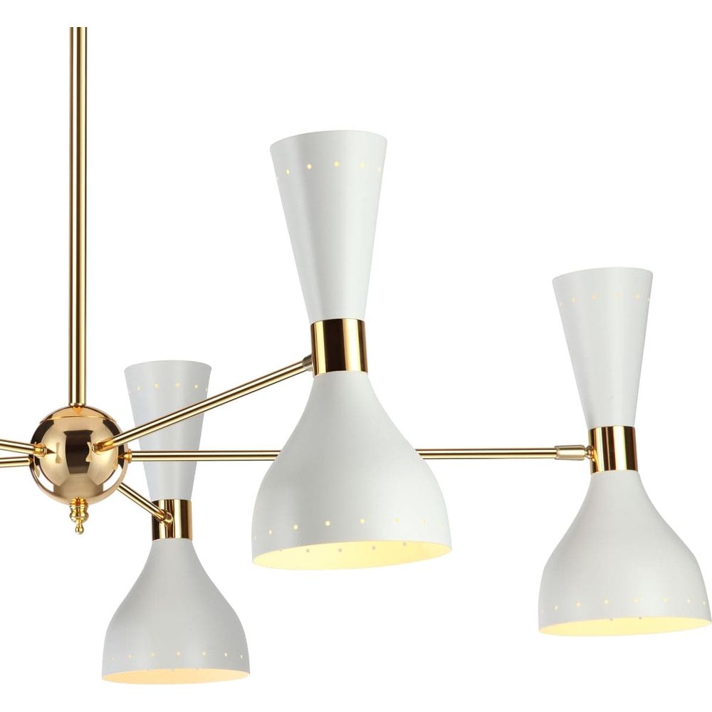 Mid Century Stilnovo Hourglass Chandelier - 5 Arm-France & Son-LBC1235WHT-ChandeliersWhite-3-France and Son