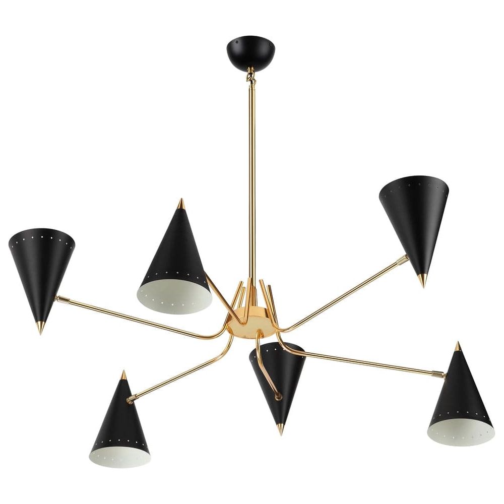 Mid Century Stilnovo Cono Chandelier-France & Son-LBC1246BLK-ChandeliersBlack-2-France and Son