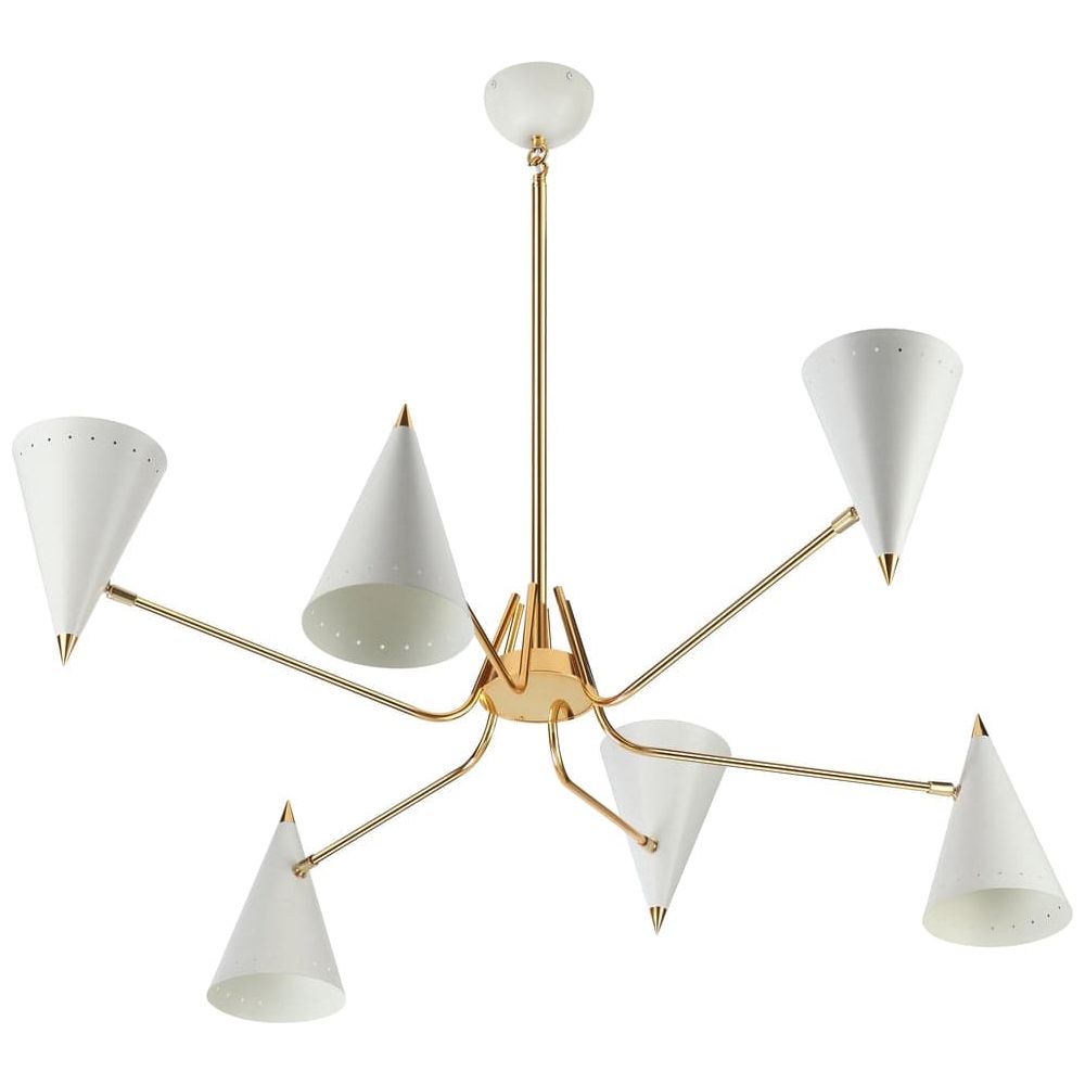 Mid Century Stilnovo Cono Chandelier-France & Son-LBC1246WHT-ChandeliersWhite-1-France and Son