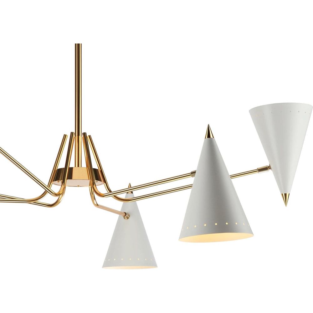 Mid Century Stilnovo Cono Chandelier-France & Son-LBC1246WHT-ChandeliersWhite-4-France and Son