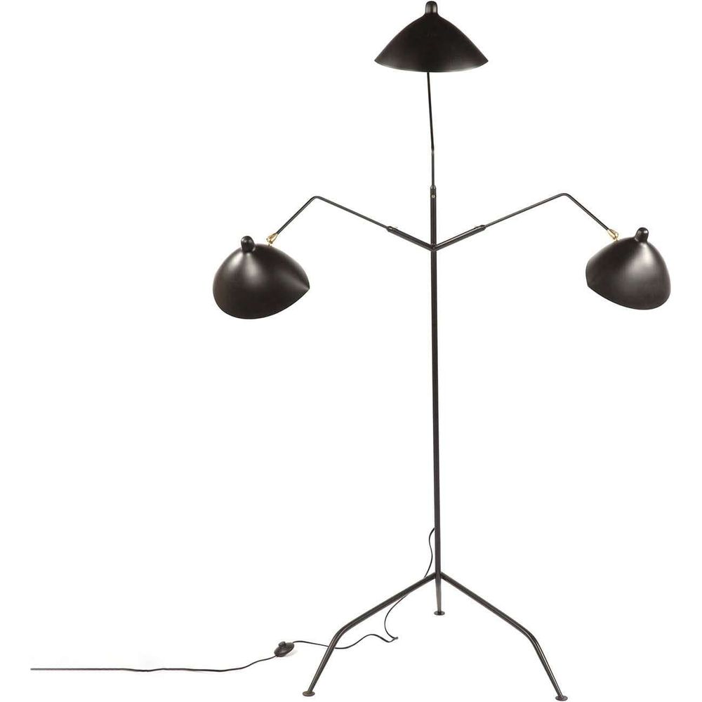 Mid Century Three-Arm MFL-3 Standing Floor Lamp-France & Son-LBF023BLK-Floor Lamps-3-France and Son