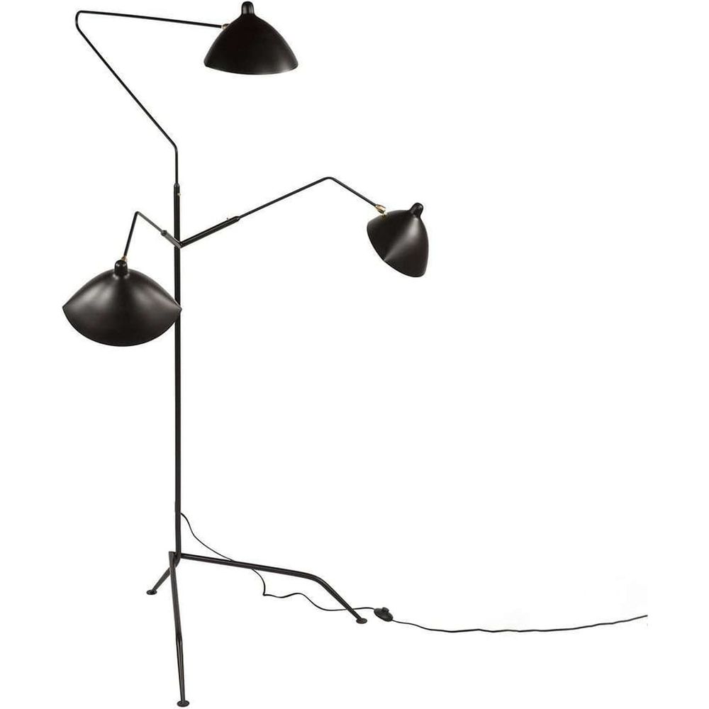 Mid Century Three-Arm MFL-3 Standing Floor Lamp-France & Son-LBF023BLK-Floor Lamps-1-France and Son