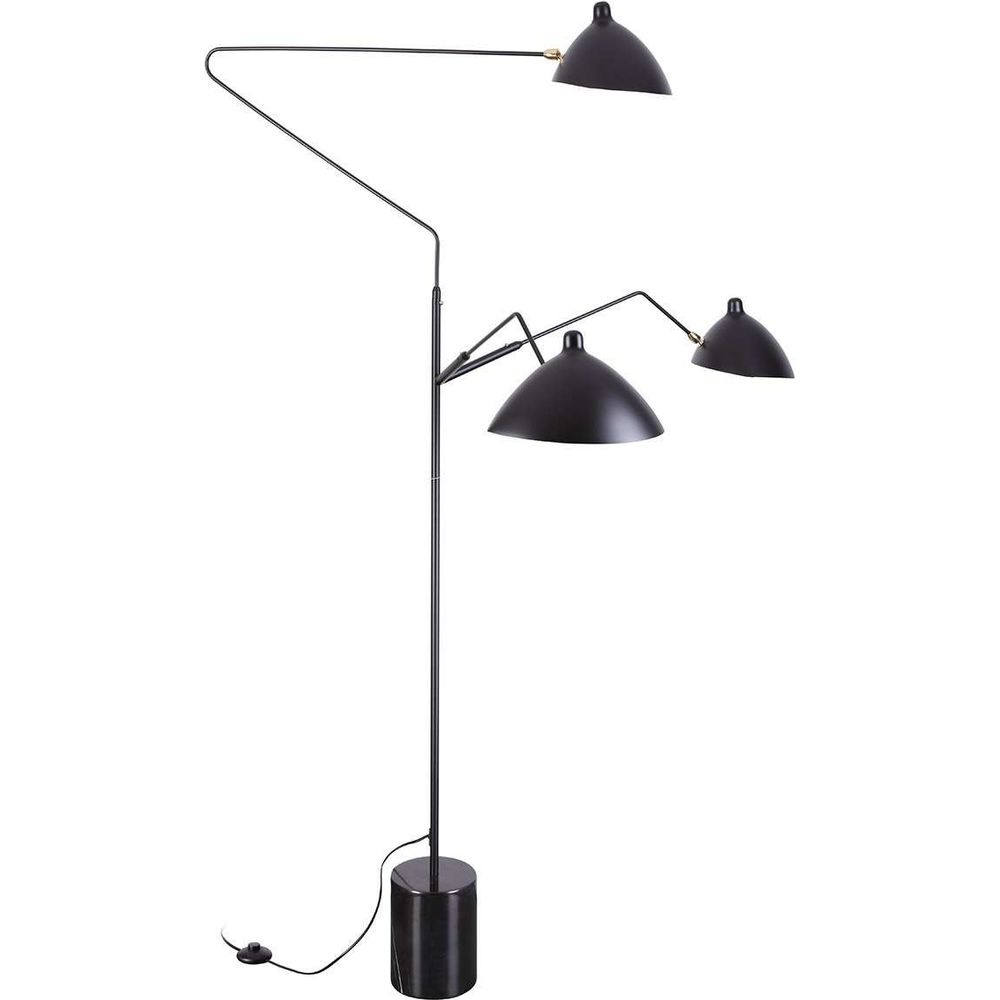 Mid Century Three-Arm MFL-3 Floor Lamp with Marble Base-France & Son-LBF024BLK-Floor Lamps-3-France and Son