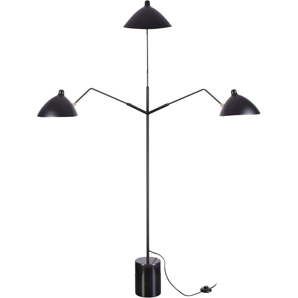 Mid Century Three-Arm MFL-3 Floor Lamp with Marble Base-France & Son-LBF024BLK-Floor Lamps-4-France and Son