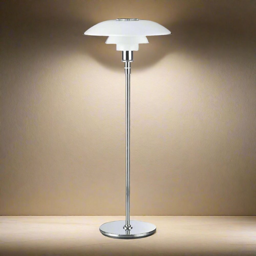 Henningsen Large Floor Lamp - Chrome-France & Son-LBF028CHR-Floor Lamps-3-France and Son
