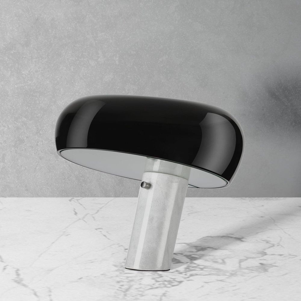 Beagle Table Lamp with Marble Base and Glass Diffuser-France & Son-LBT2006BLKWHT-Table LampsBlack-1-France and Son