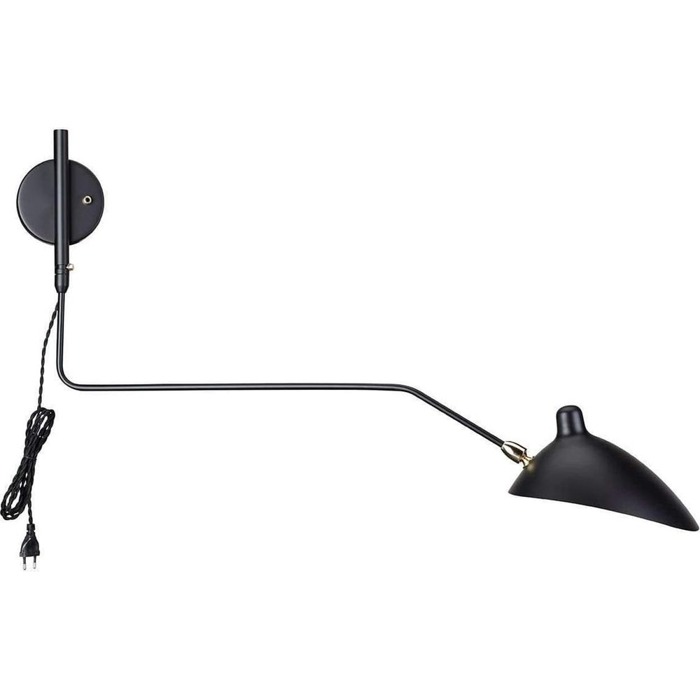 Serge MSC-R1C Rotating Sconce - One Curved Arm-France & Son-LBW015BLKD-Wall LightingBlack-2-France and Son